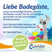 Revision 16. bis 27. September - vorübergehend geschlossen